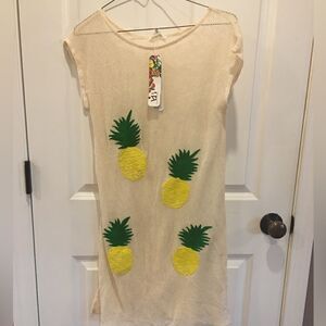 A&B small medium mesh swimsuit cover up pineapple dress pull over